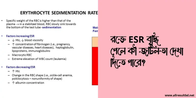 রক্তে ESR বৃদ্ধি পেলে কী জটিলতা দেখা দিতে পারে?